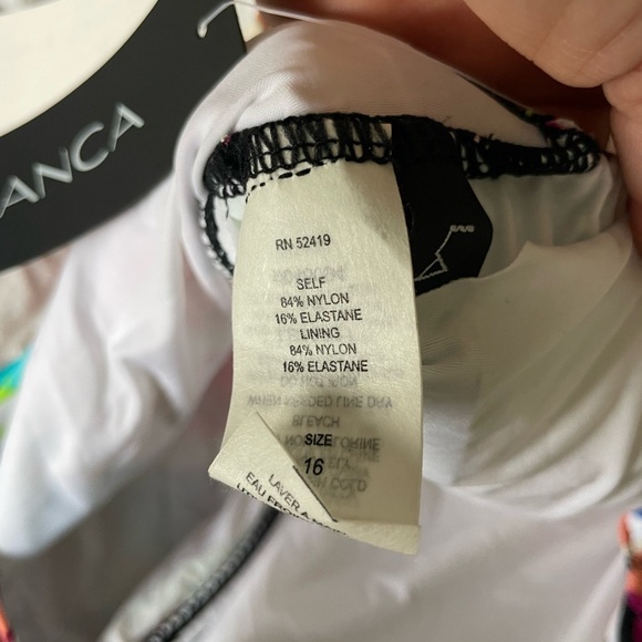 La Blanca Pink and Blue Floral Ruched One Piece Swimsuit with Ruching - Picture 7 of 7